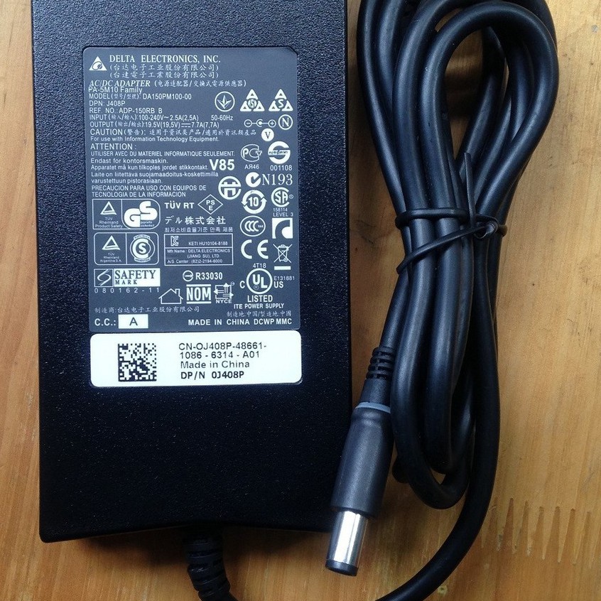 (ADAPTER) SẠC LAPTOP DELL 19.5V-7.7A (150W) (SLIM, Đầu Kim Lớn) kích thước đầu ghim (ADAPTER) SẠC 7.4 x 5.0 mm