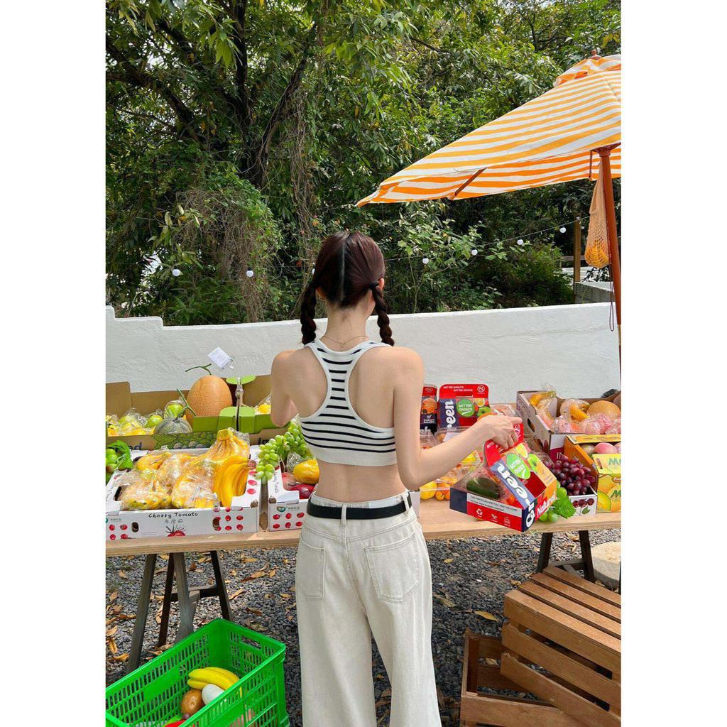 Áo Dệt Kim Sát Nách Kẻ Sọc Cá Tính Cho Nữ