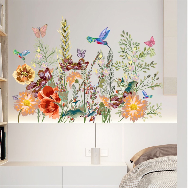 Miếng Dán Tường Trang Trí Hình Hoa Và Bướm