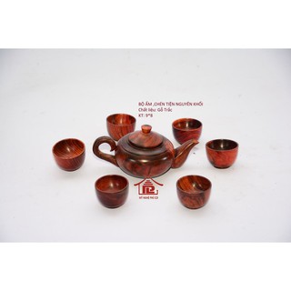 Combo Khay trà hương+ ấm chén gỗ trắc