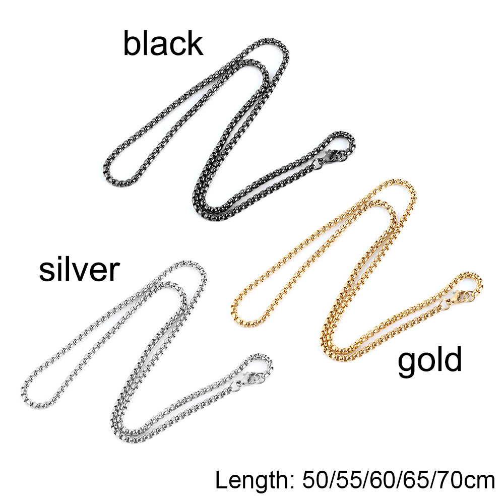 Dây chuyền thép titan mặt vuông đơn giản 3mm thời trang cho nam