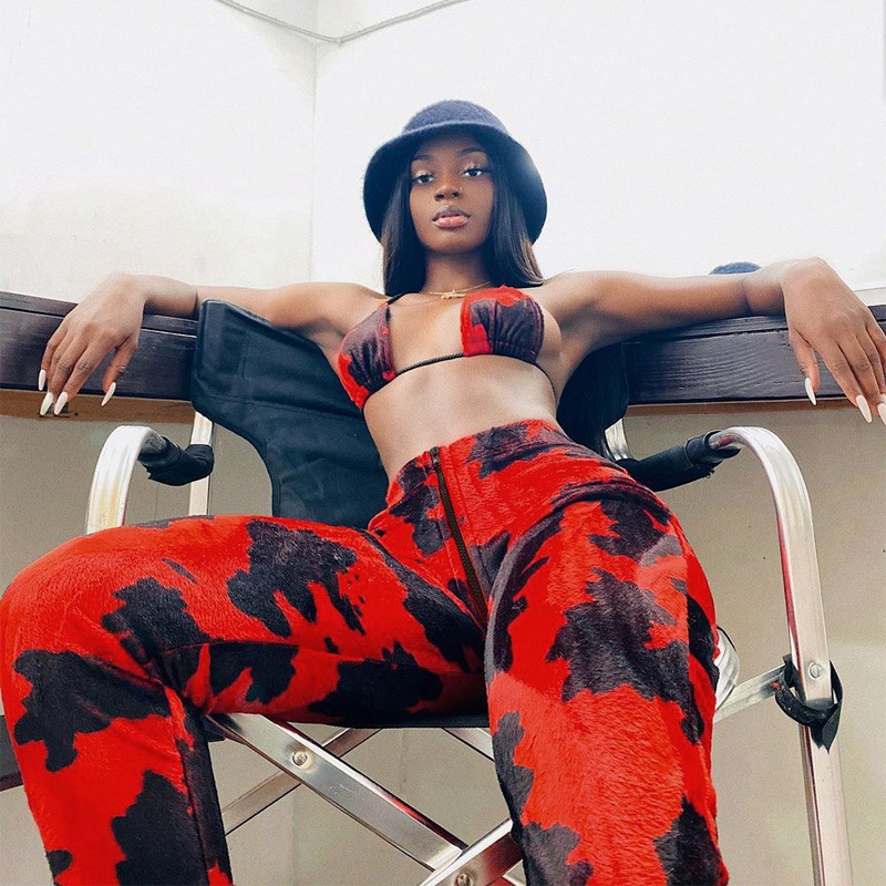 Quần Dài Lưng Cao Họa Tiết Da Bò Cá Tính Cho Nữ | BigBuy360 - bigbuy360.vn