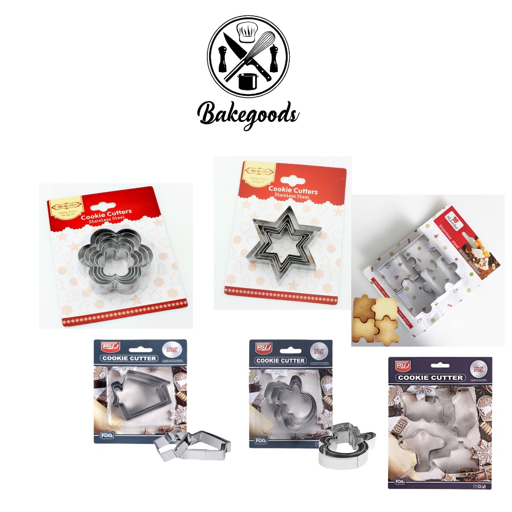 Khuôn cutter tạo hình bánh quy bằng thép nhiều mẫu (người tuyết, ô tô máy bay, hình hoa, hình sao, ngôi nhà, miếng ghép)