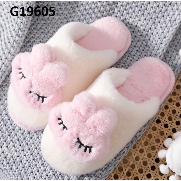 G19605- Dép lông mùa đông đi trong nhà đế chống trơn trượt hàng nhập