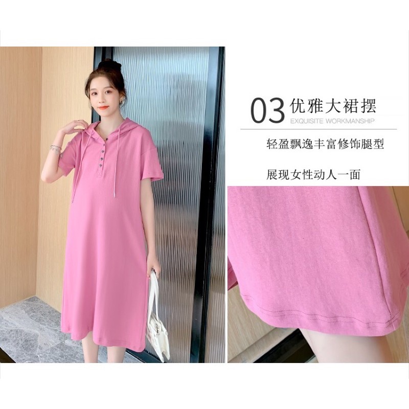 váy bầu đầm bầu dáng xuông dài rộng chất cotton mát mặc hè hợp thời trang ✅sẵn hàng hồng xl-2xl✅