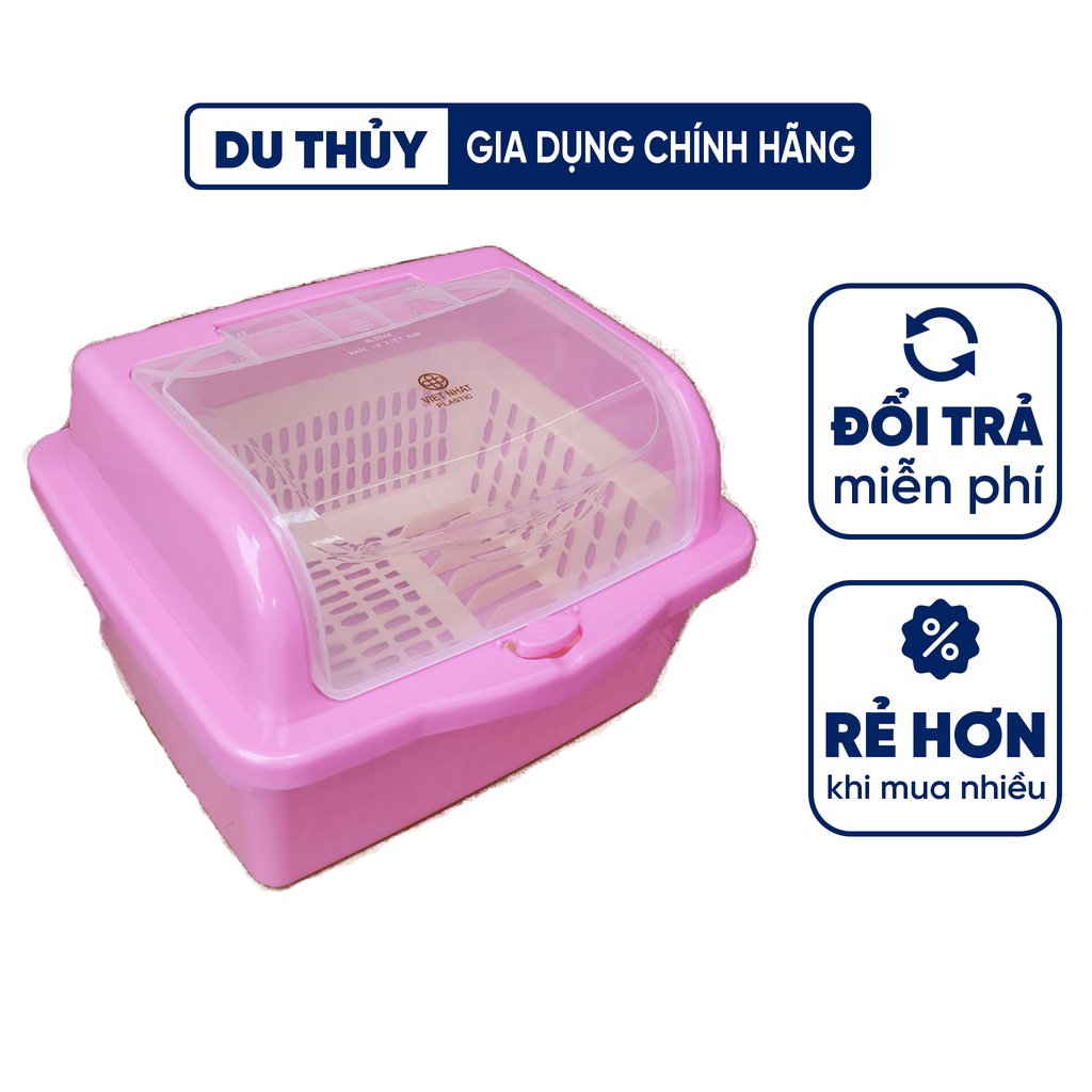 Kệ chén dĩa Việt Nhật có nắp đậy kèm khay đựng đũa thìa 5568 nhỏ gọn tiện dụng cho căn bếp mọi nhà tại gia dụng Du Thủy