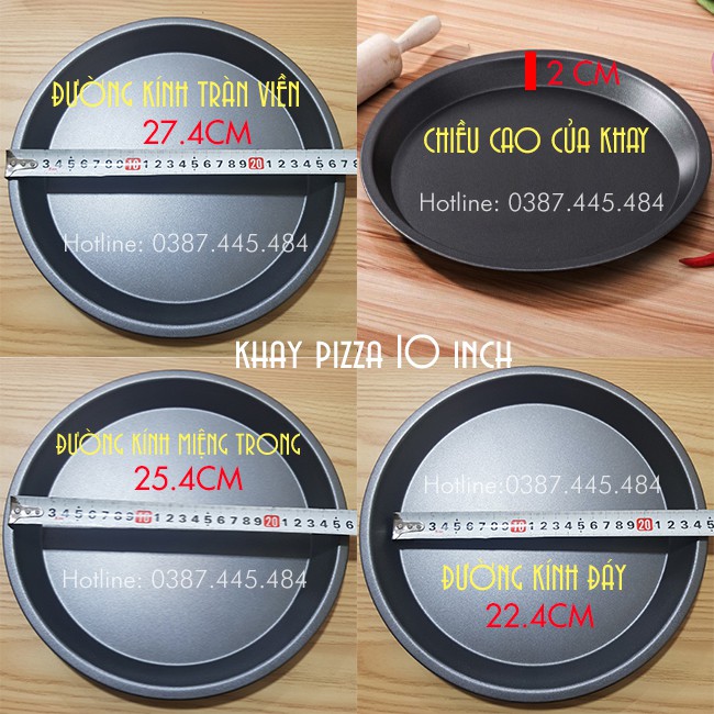 Khay nướng bánh pizza có lớp chống dính 16cm - 18cm - 20cm - 22cm - 24cm - 26cm