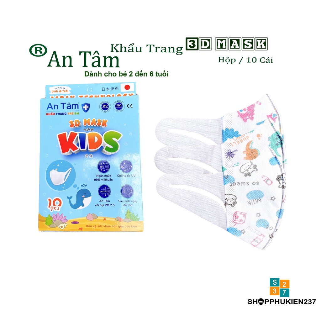 Khẩu trang 3D y tế cho bé hộp 10 cái