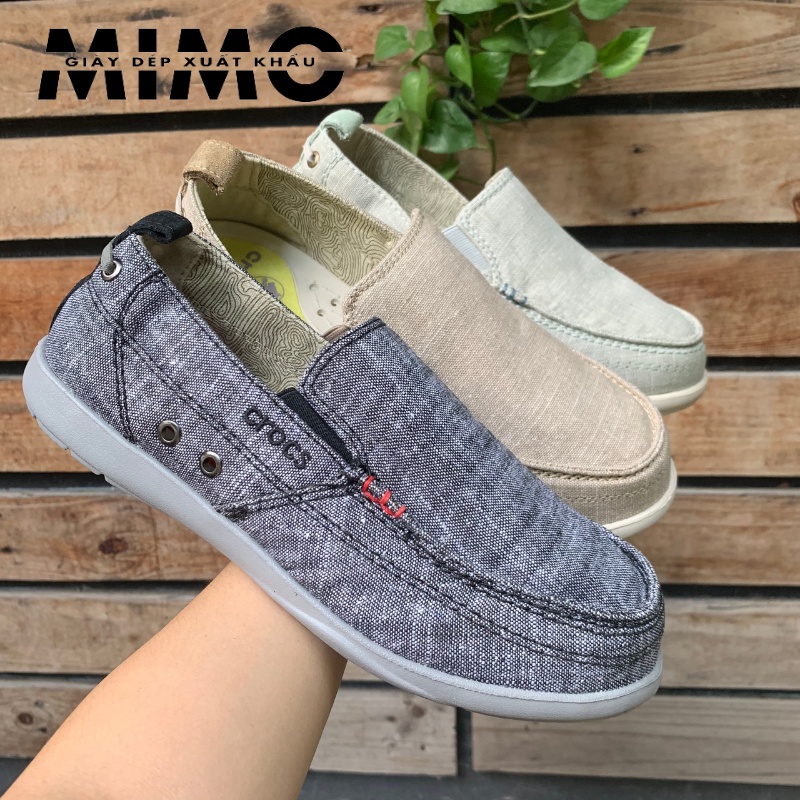 Giày lười nam, giày vải Chambray màu xanh đen siêu êm mềm nhẹ, thoáng khí, không hôi chân cho nam