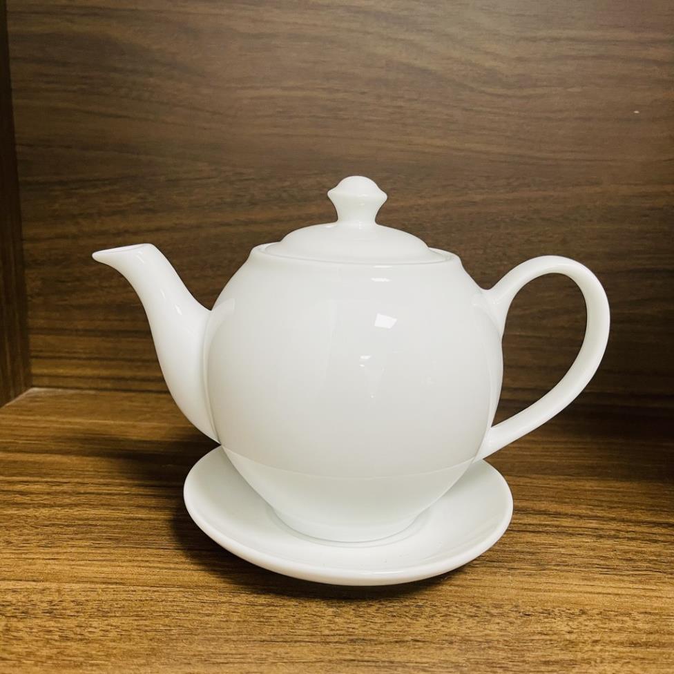 Bộ ấm trà Minh Long sứ trắng nhiều kích thước - Gốm Bát Tràng