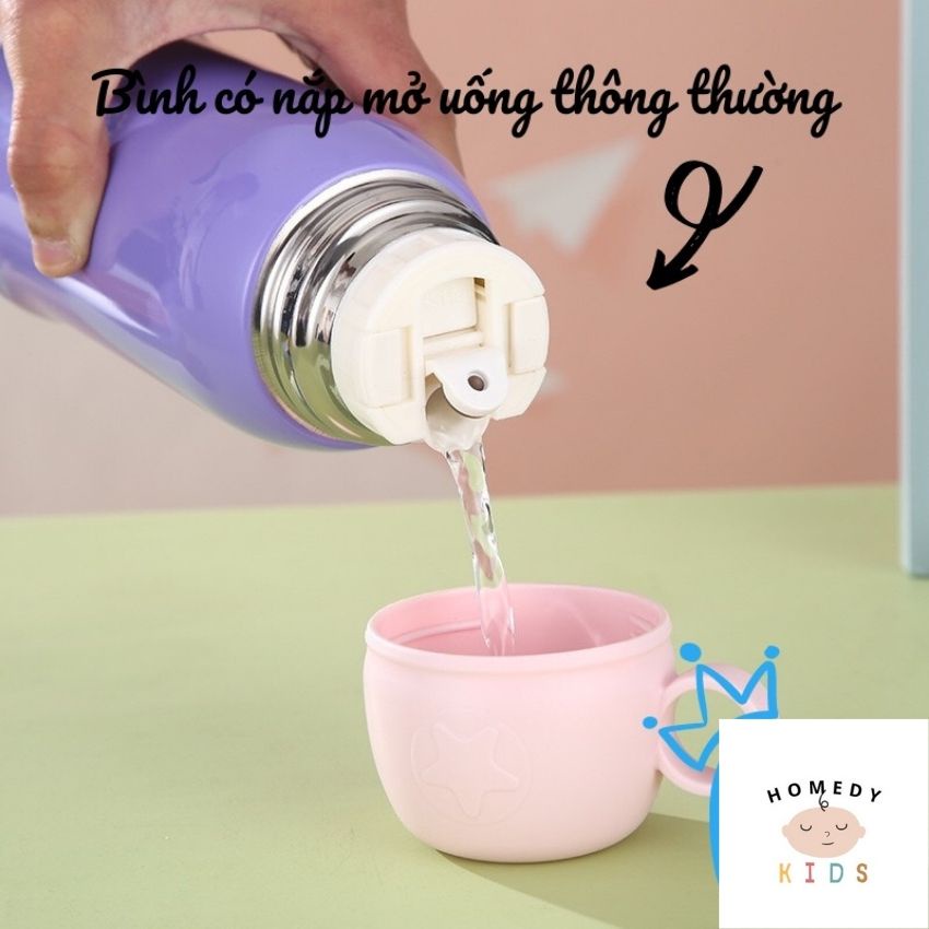 Bình giữ nhiệt cho bé đi học đi chơi cute dễ thương bình tập uống nước bình đựng thực phẩm, đựng sữa BN05 Homedy Kids
