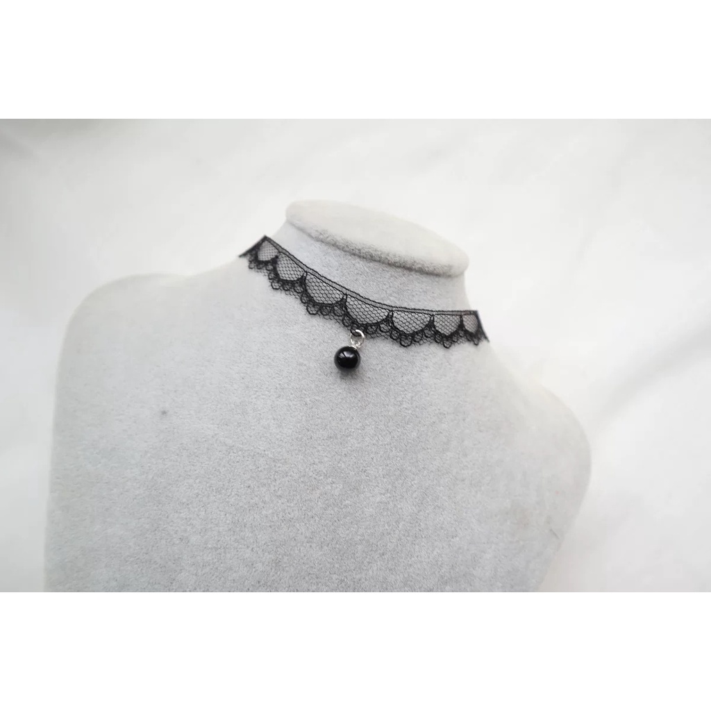 Vòng Cổ Choker Ren Màu Đen Đính Ngọc Trai Phong Cách retro Thời Trang Xuân Hè Cho Nữ