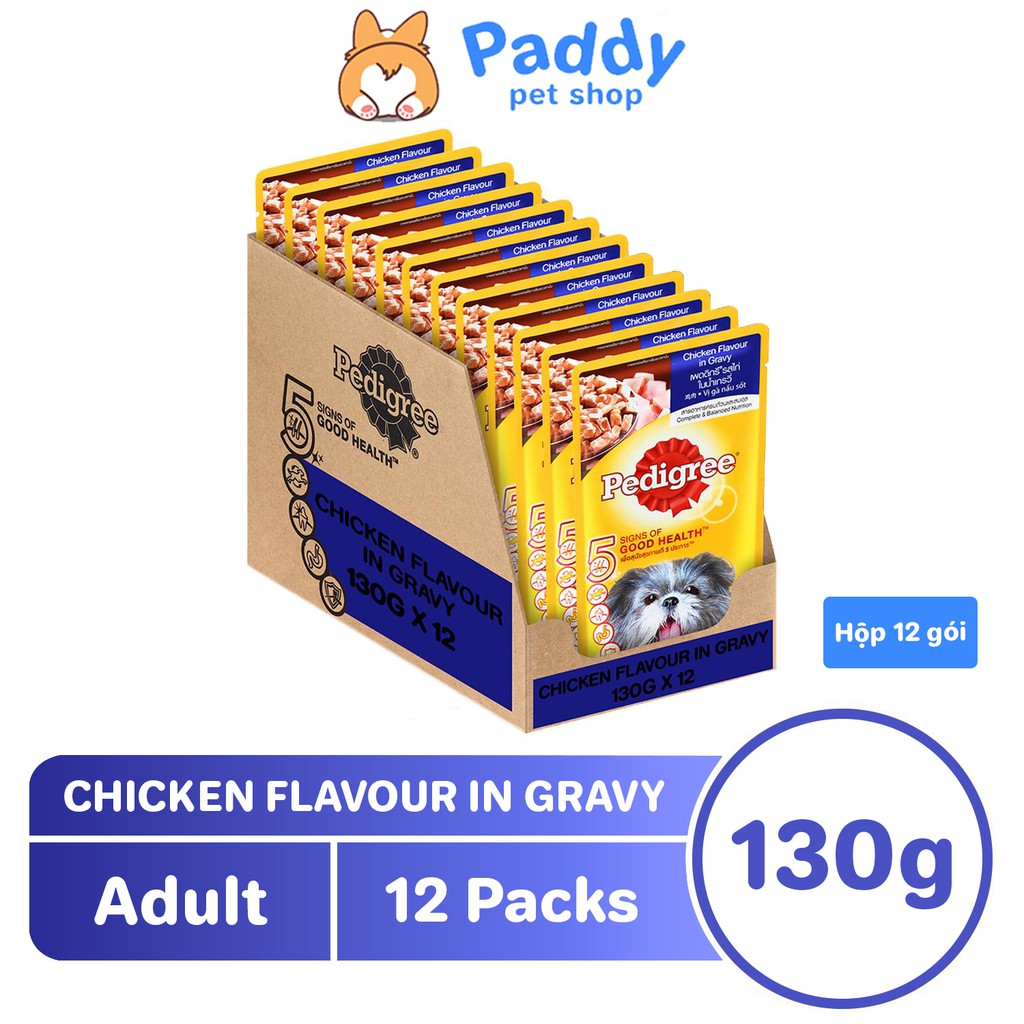 [Hộp 12 gói] Pate Pedigree Cho Chó Lớn Vị Gà Nấu Sốt 130g