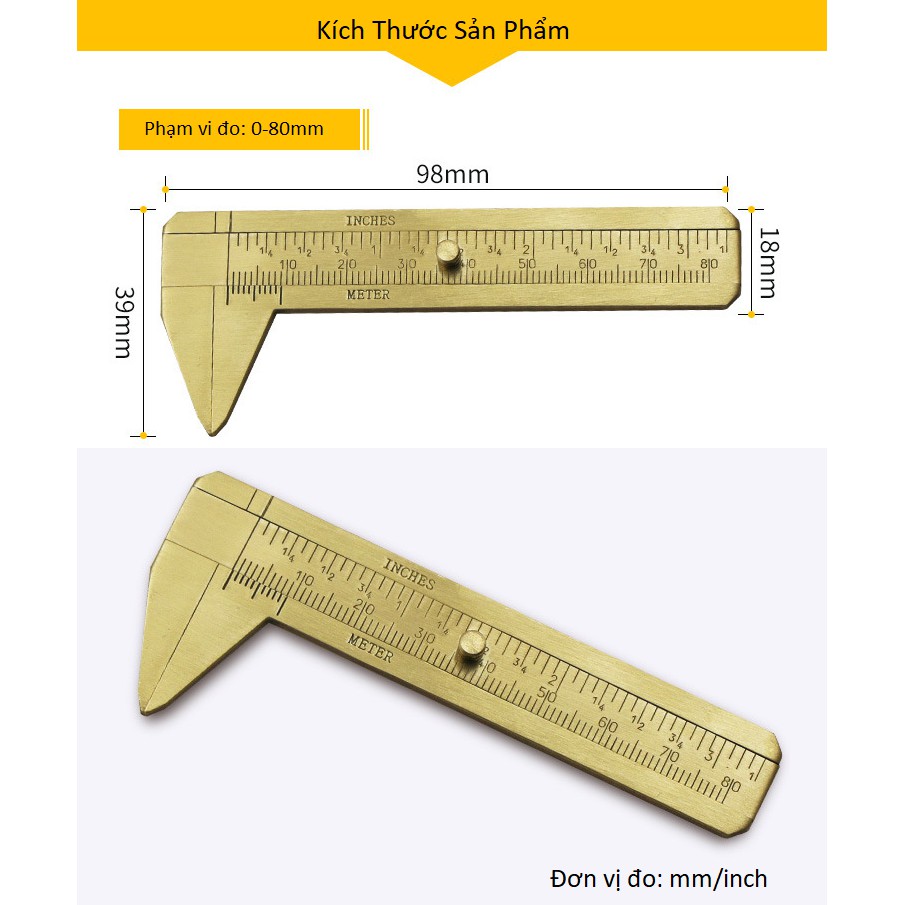 Thước kẹp độ dài 80mm ( Vật liệu đồng )