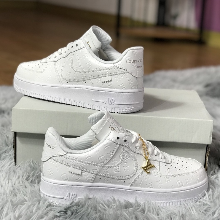 Giày AF1 LV Trắng cao cấp, Giày thể thao Air Force 1 LV White hàng hot năm 2022