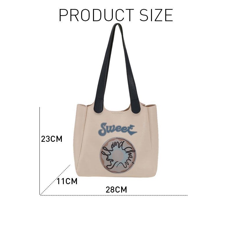 Túi xách YADOU da pu cỡ lớn thêu họa tiết đơn giản phong cách Nhật Bản cho nữ