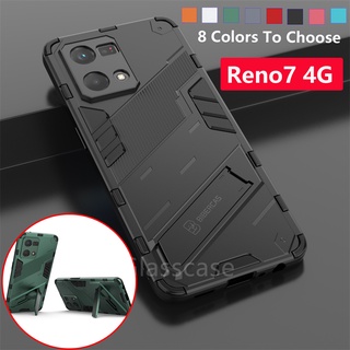 Ốp Điện Thoại Cứng Kiểu Áo Giáp Chống Rơi Có Giá Đỡ Bảo Vệ Ống Kính Máy Ảnh Cho Oppo Reno 7 4G Reno7 Reno8 Reno 8 4G