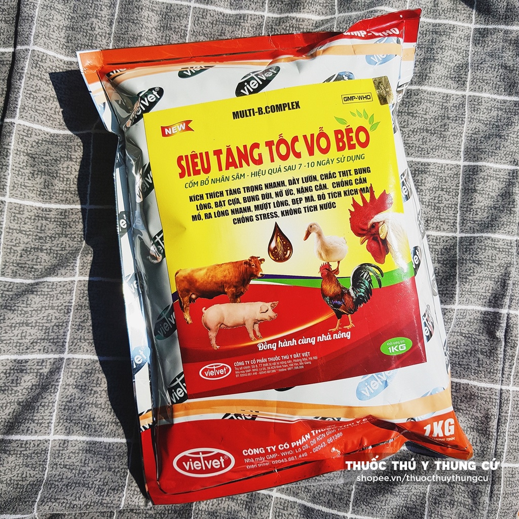Siêu tăng tốc vỗ béo trâu bò, lợn gà, gia súc gia cầm dạng cốm nhân sâm (gói 1kg)