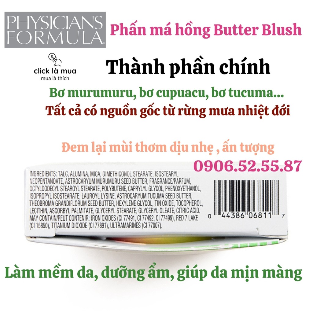 Phấn má hồng dạng kem Physicians Formula Murumuru butter blush- má hồng dạng nước Shop MamiMon 7.5g