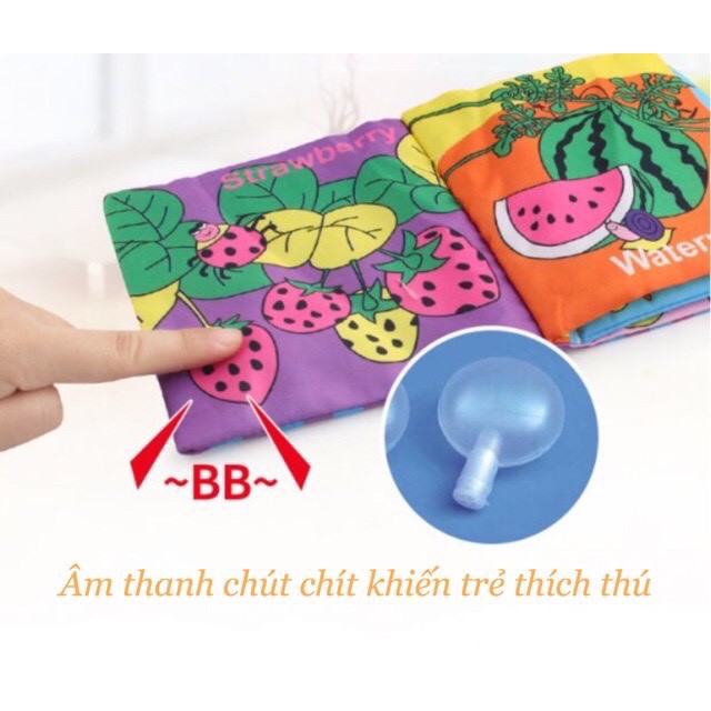 (14cm*16cm) SÁCH VẢI 4 CHỦ ĐỀ KÈM ÂM THANH CHO BÉ/ ĐỒ CHƠI TRẺ SƠ SINH