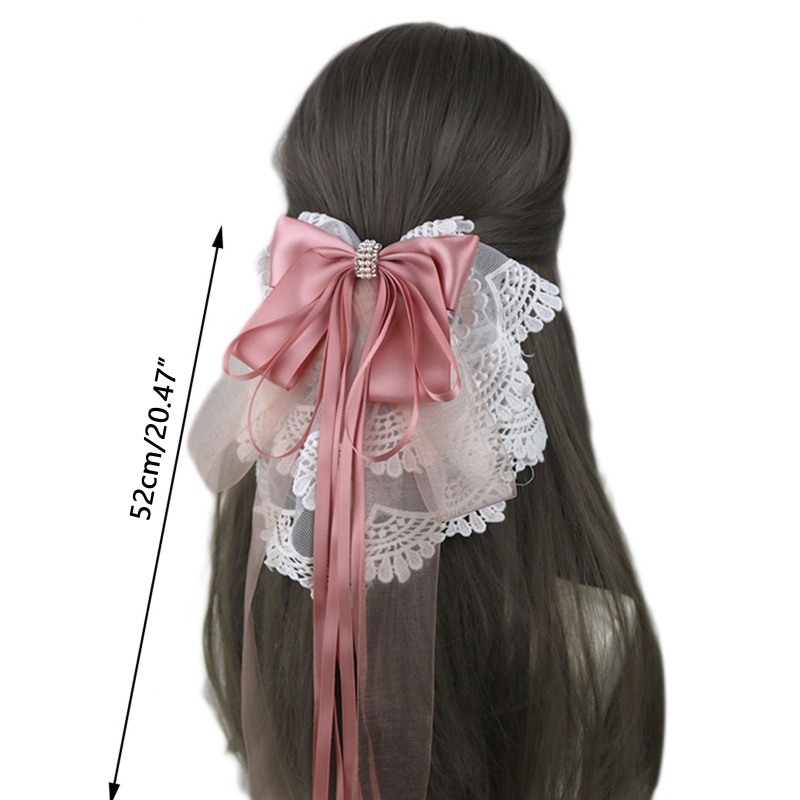 Kẹp Tóc Đuôi Ngựa Hóa Trang Lolita Phối Ren Và Nơ Xinh Xắn