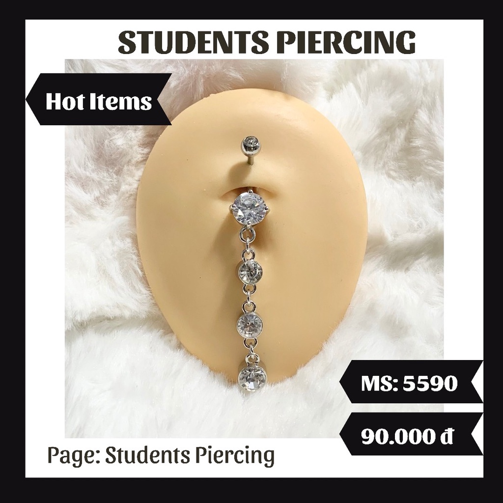 [Rẻ Vô Địch] Khuyên Rốn Dây Đá Cá Tính - Khuyên Thép 316L Không Han GỈ