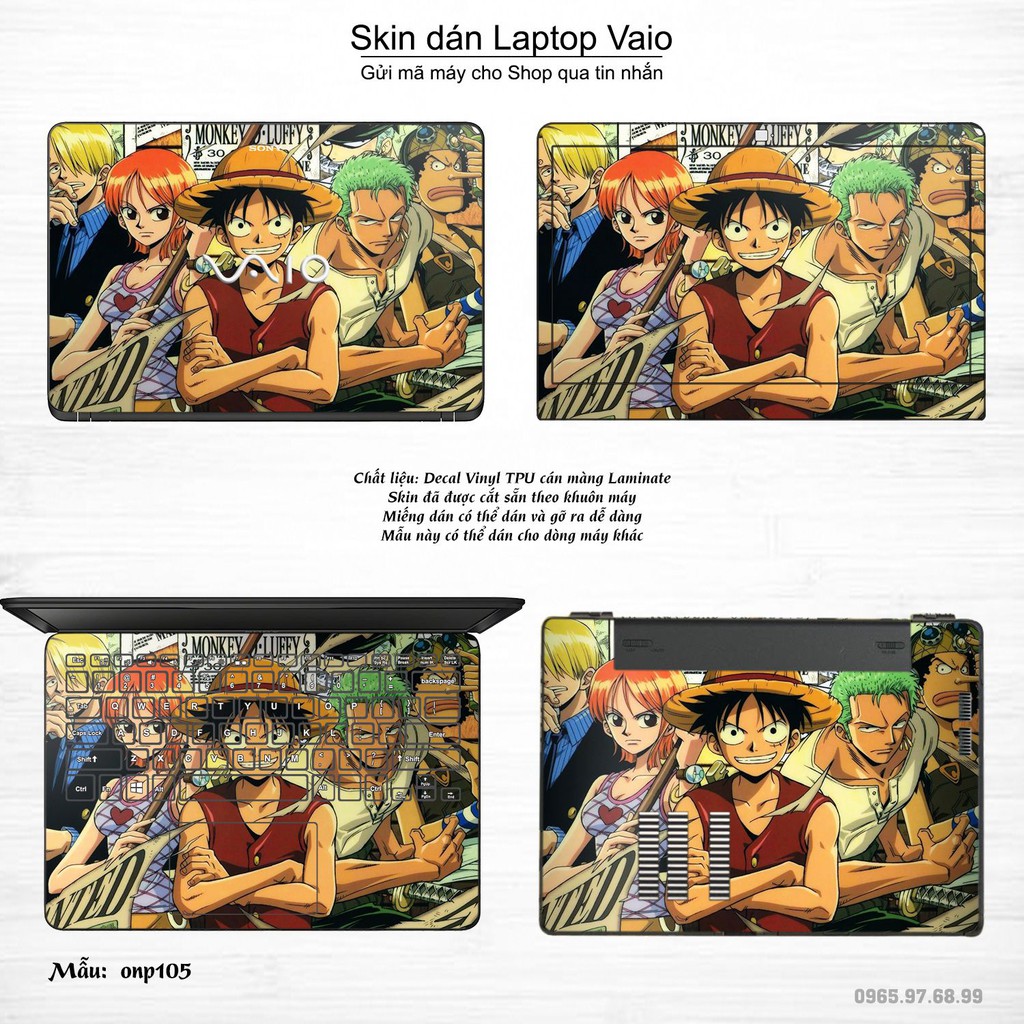 Skin dán Laptop Sony Vaio in hình One Piece nhiều mẫu 10 (inbox mã máy cho Shop)