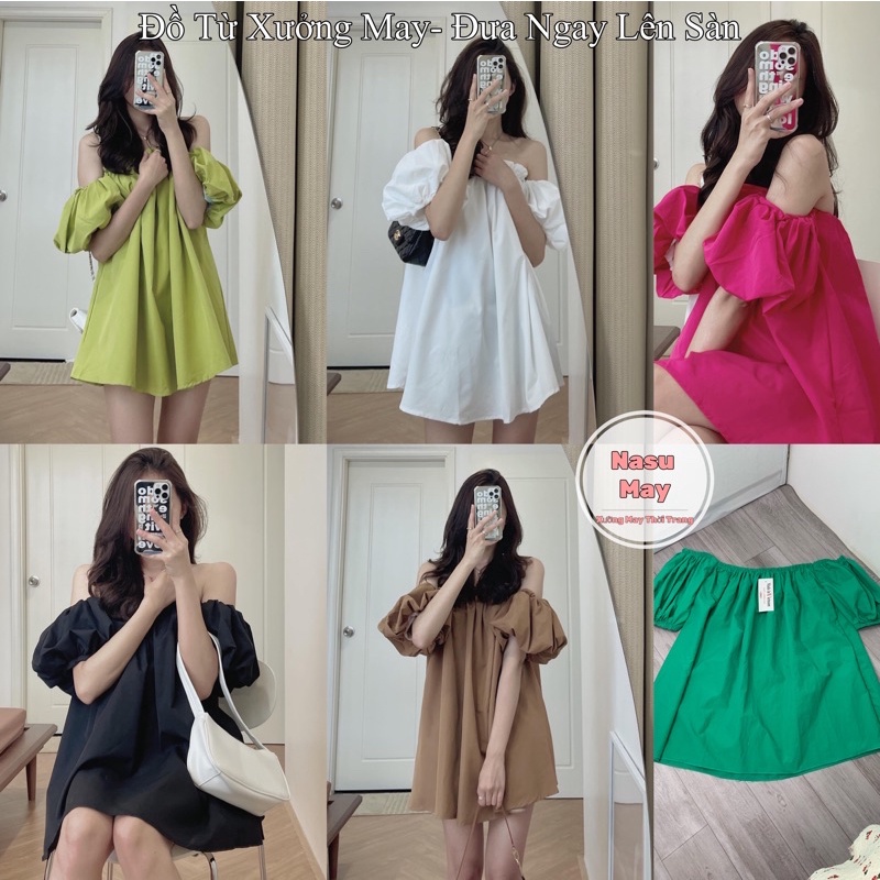 Áo Trễ Vai, Áo Hở Vai Babydoll Nữ Đẹp Bèo Tay Phồng Rộng Dễ Thương, Mặc Đi Chơi, S