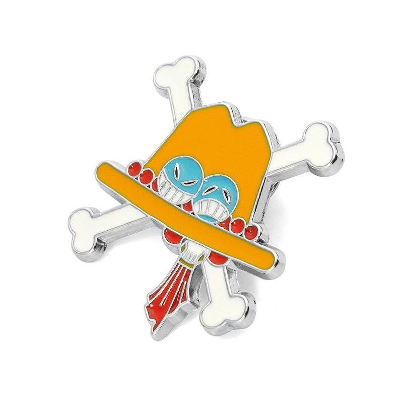 1 Pc Anime One Piece Portgas·D·Ace Hat Metal Badge Pin Brooches Prop Collection