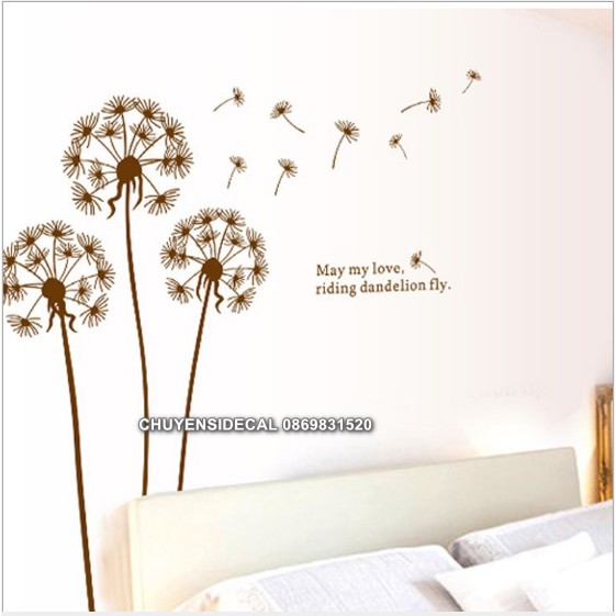 Decal dán tường - Bồ Công Anh Nâu mới
