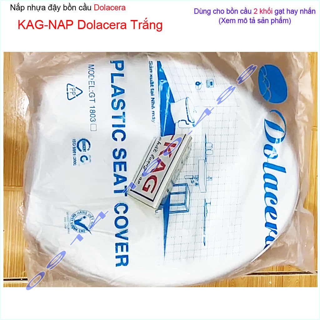 Nắp bồn cầu KAG- NAP Dolacera màu trắng, trọn bộ Nắp ngồi xí bệt 2 khối Dola màu trắng