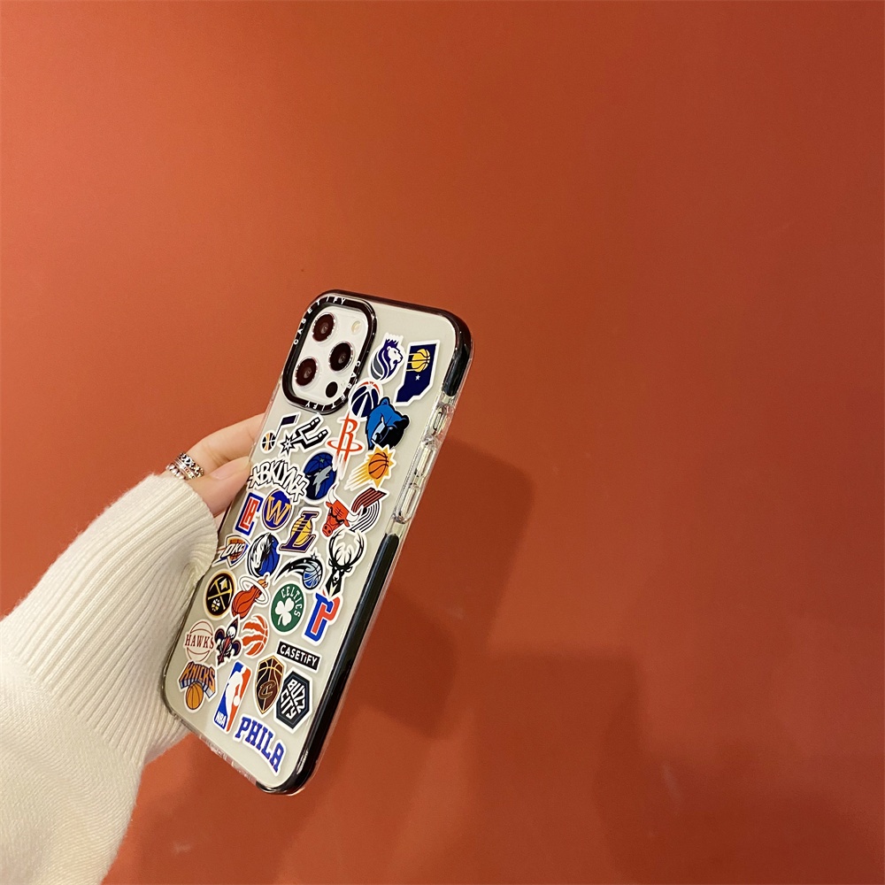 Ốp điện thoại mềm khung kép chống trầy in hinh bóng rổ NBA cho IPhone 13 12 11 Pro Max X Xs Max XR 8 7 Plus