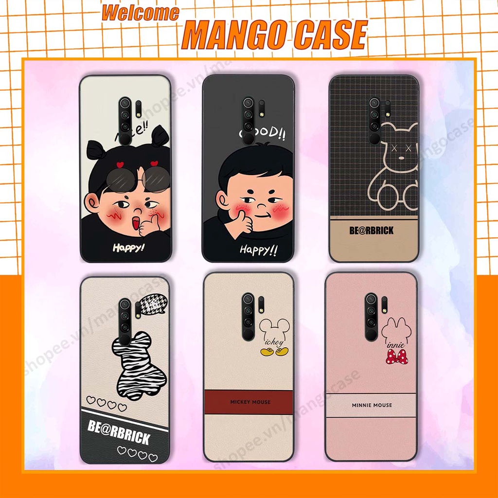 Ốp lưng Xiaomi Redmi 9 in hình happy nice, bé gấu đáng yêu