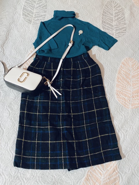 Chân váy dạ kẻ dáng dài 89k