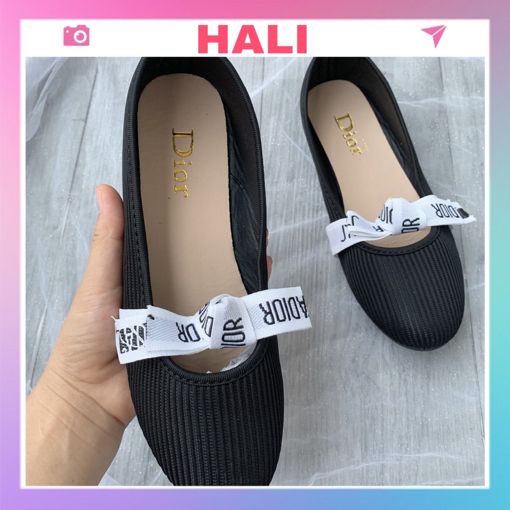 Giày bệt nữ sang chảnh nữ tính gắn nơ trắng chữ xinh | BigBuy360 - bigbuy360.vn