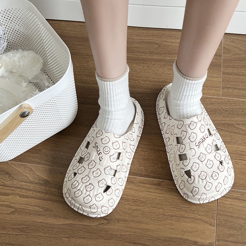 Dép đi trong nhà, ngoài trời hoạ tiết hình gấu dễ thương chất lượng tốt