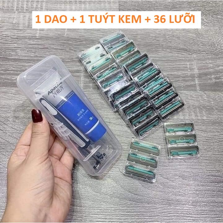 Dao Cạo Râu 36 Lưỡi Tặng Kèm Thân Dao, Tuýp Kem Cạo Dâu Dùng Siêu Sướng