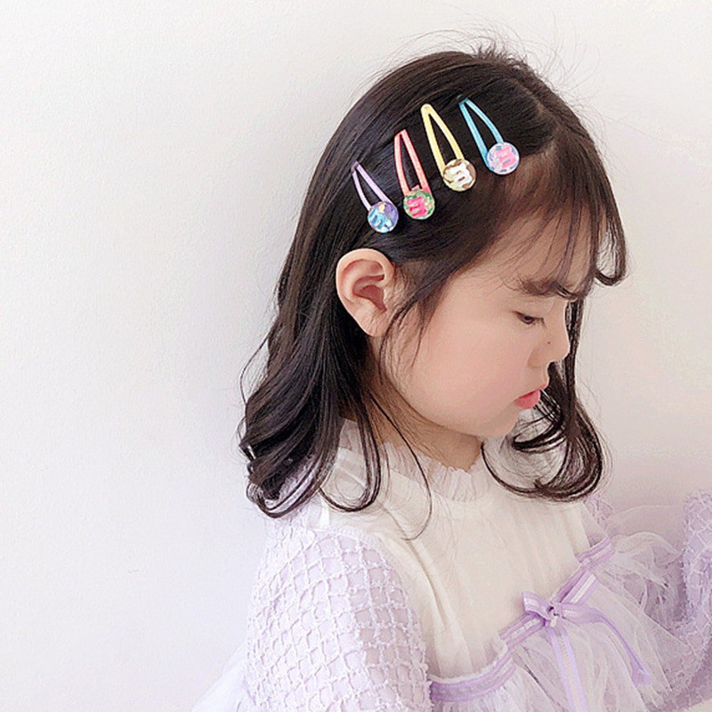 Kẹp Tóc Bb Hình Chữ Cái Hoạt Hình Màu Kẹo Phong Cách Hàn Quốc Cho Bé Gái
