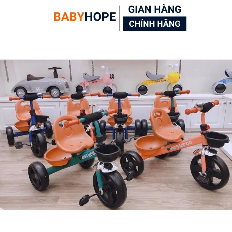 Xe Đạp Trẻ Em, Xe ba 3 bánh cho bé khung thép, còi BABYHOPE mẫu mới nhất 2022