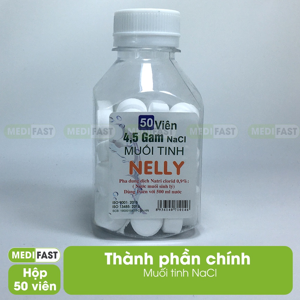 Muối tinh dạng viên NELLY - Hộp 50 viên - Giúp chăm sóc mũi, xoang, ngăn ngừa các vấn đề về đường hô hấp