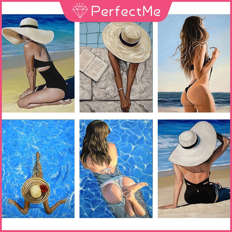 Bộ Tranh Đính Đá Họa Tiết Phong Cảnh Biển Độc Đáo Kích Thước 30x4 Dùng Trang Trí Nhà Cửa