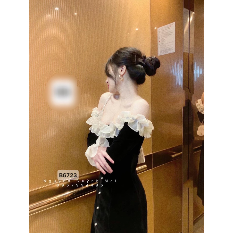 Đầm nhung trễ vai dáng dài