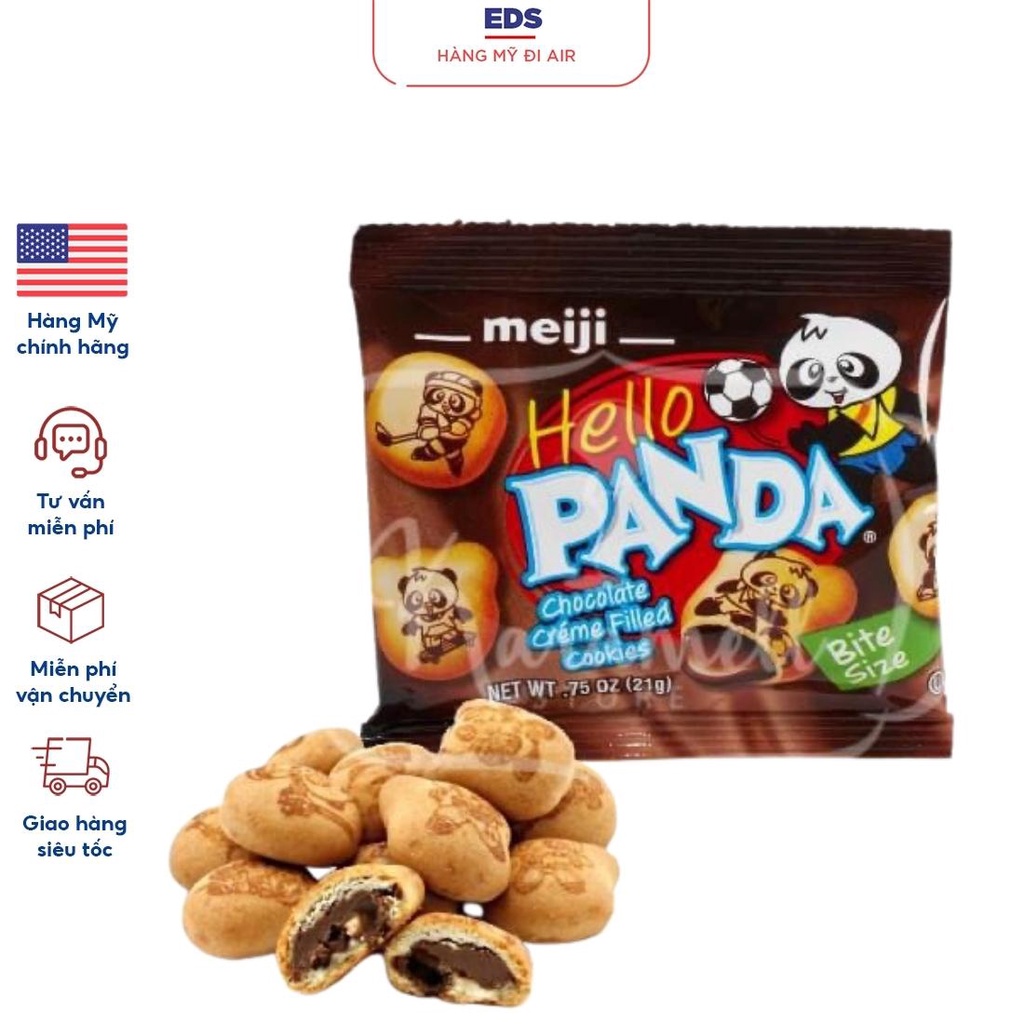 Bánh gấu nhân socola Meiji Hello Panda Chocolate date 2023 không chứa chất bảo quản - EDS Hàng Mỹ