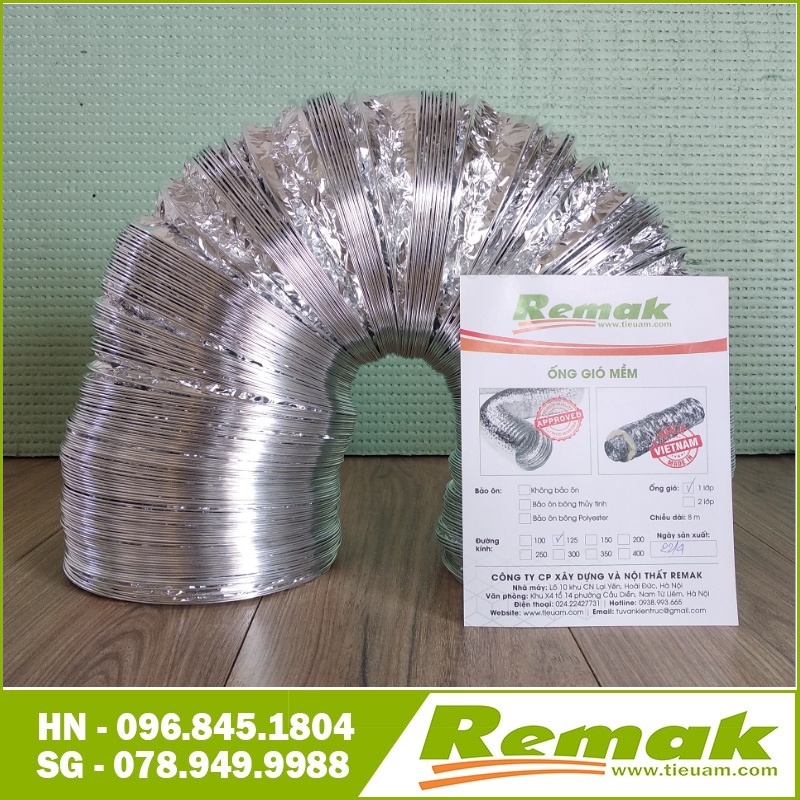 Ống bạc thông gió không bảo ôn D125 8md/ống Chính hãng Remak