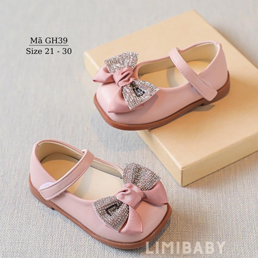 Giày sandal bé gái  đi học 1 - 5 tuổi gắn nơ xinh xắn phong cách Hàn Quốc 3 màu hồng đen trắng GH39
