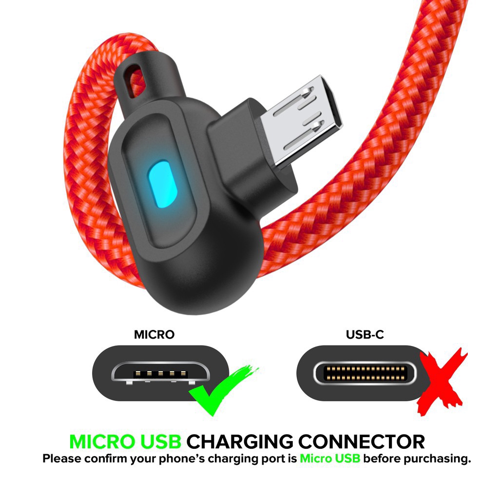 Dây cáp sạc Mcdodo MD1 Micro USB 90 2M có đèn LED dài Type C cho hệ điều hành Iphone/Android/Type-C