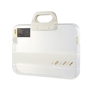 Portable File Box Plastic Transparent Pencil for Case A4 Folder with Lock Statio