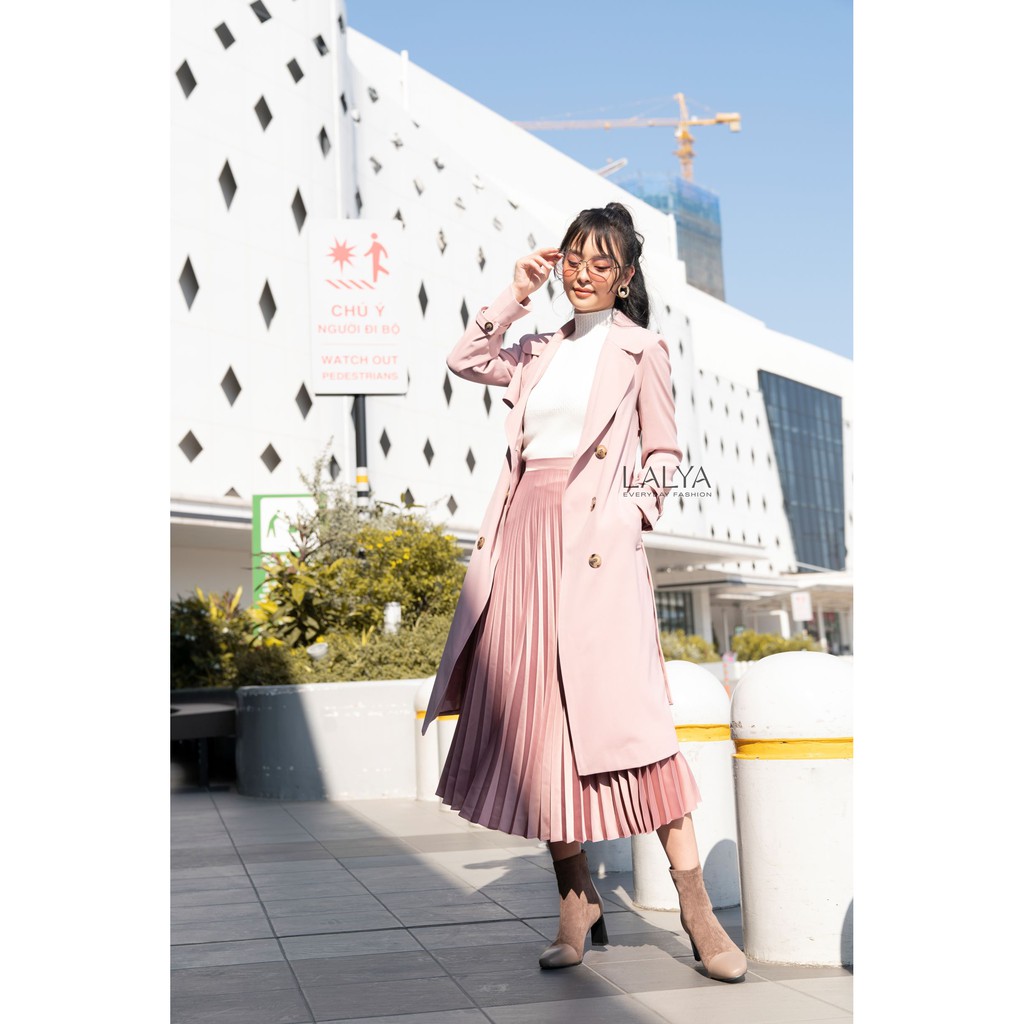 LALYA_Măng tô dáng dài kèm belt-Hồng | BigBuy360 - bigbuy360.vn