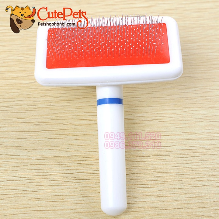 Lược chải lông chó mèo loại nhựa cán trắng - Phụ kiện thú cưng Hà Nội