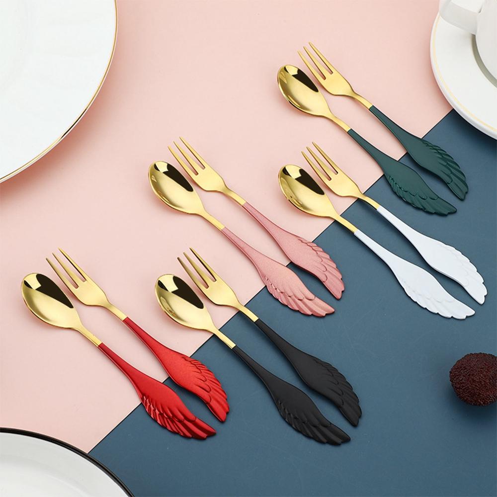 MOCHO Bộ Muỗng Nĩa Ăn Tráng Miệng Bằng Thép Không Gỉ 304